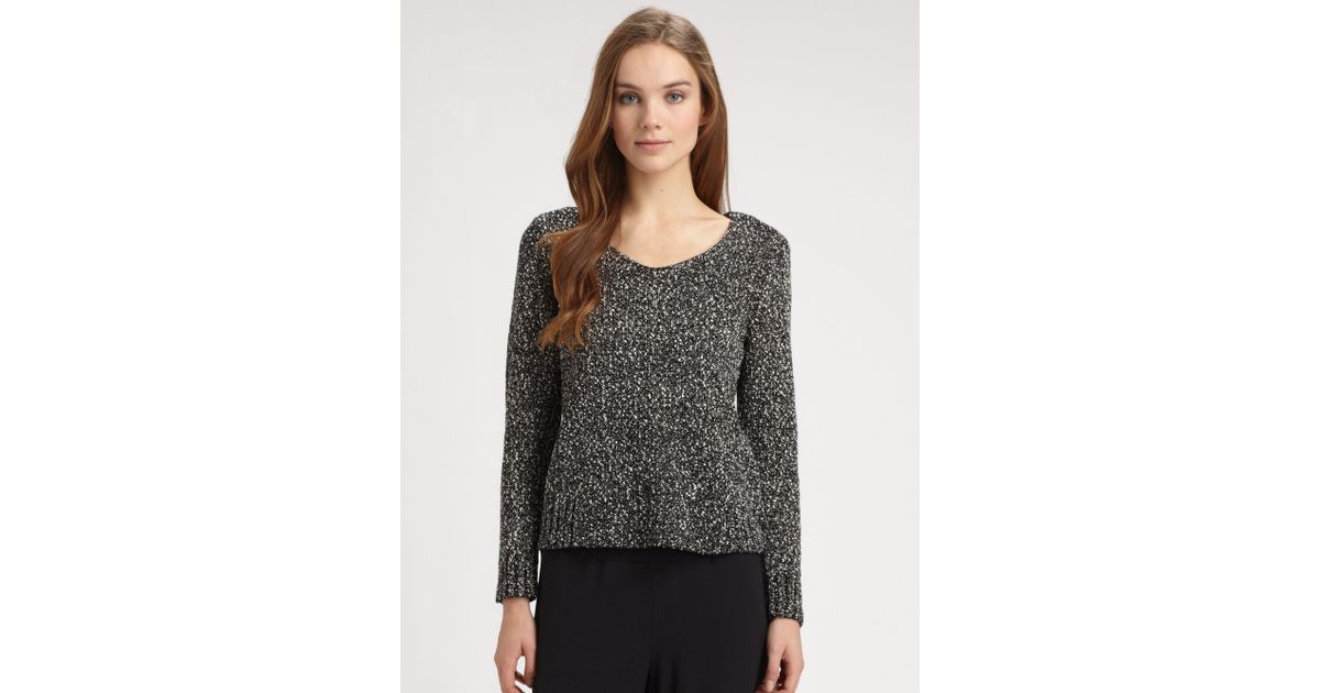 Eileen fisher Cotton Boxy Sweater in Black Lyst