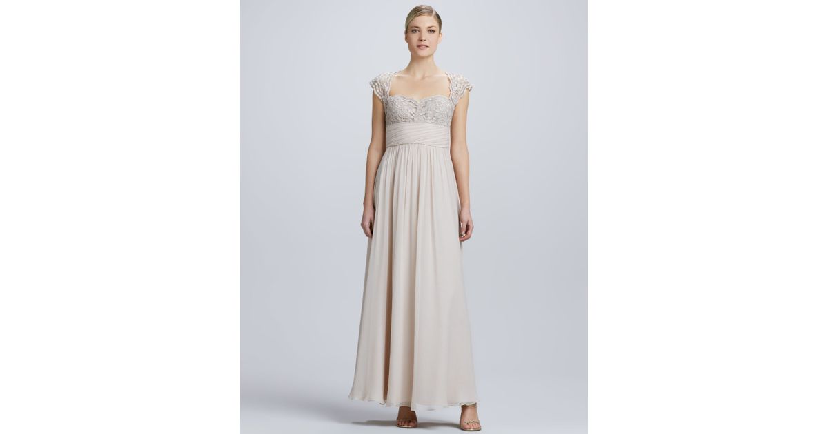 aidan mattox champagne gown