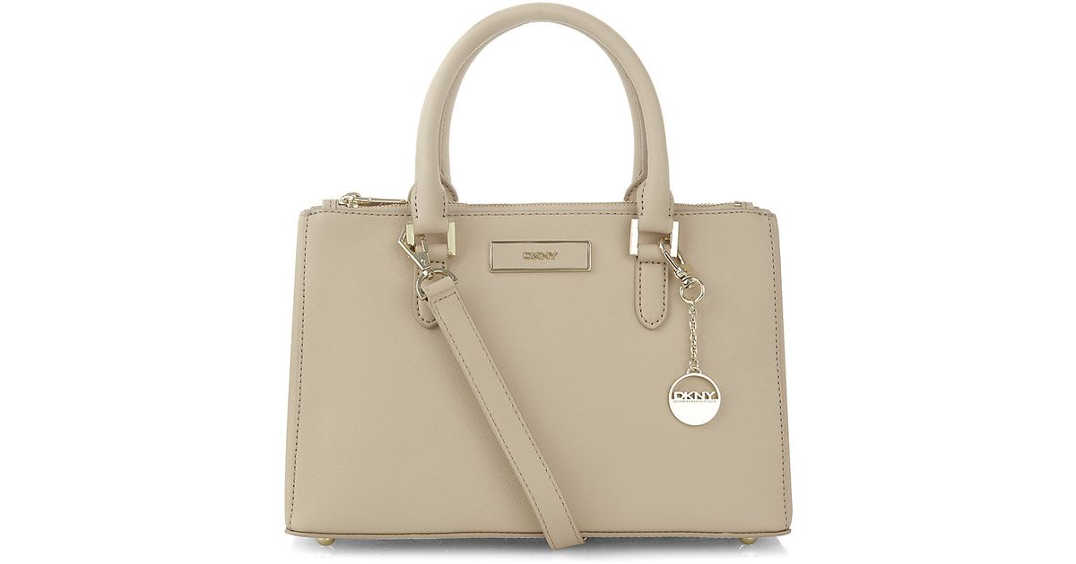 Dkny Saffiano Leather Work Shopper in Natural | Lyst