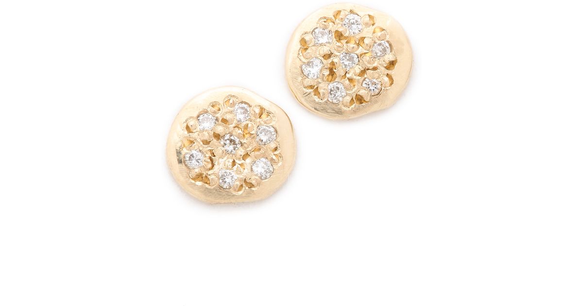 Lyst Blanca Monros Gomez Diamond Flat Seed Stud Earrings In Metallic