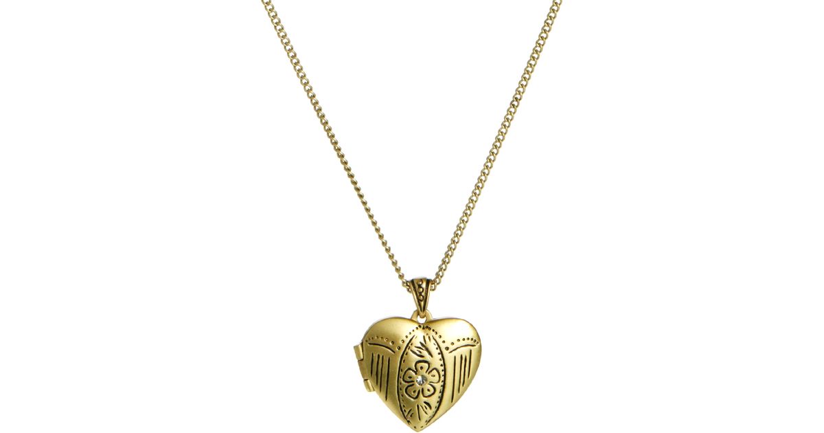 Lyst Cath Kidston Engraved Heart Locket Necklace In Metallic