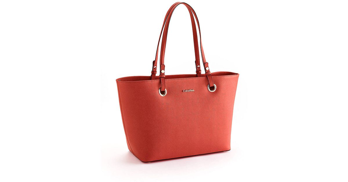 Calvin Klein Leather Tote Bag in Red Lyst