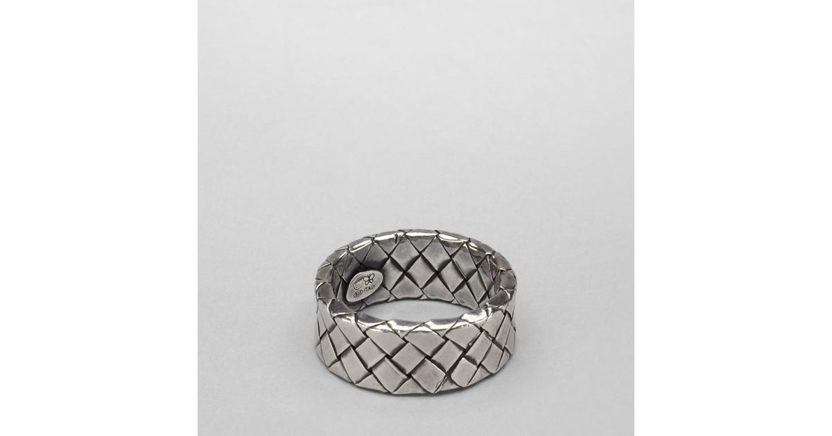 Lyst - Bottega Veneta Ring In Intrecciato Silver in Metallic