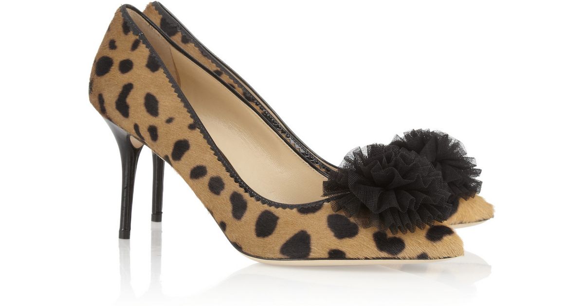 olympia leopard calf hair and leather trainer
