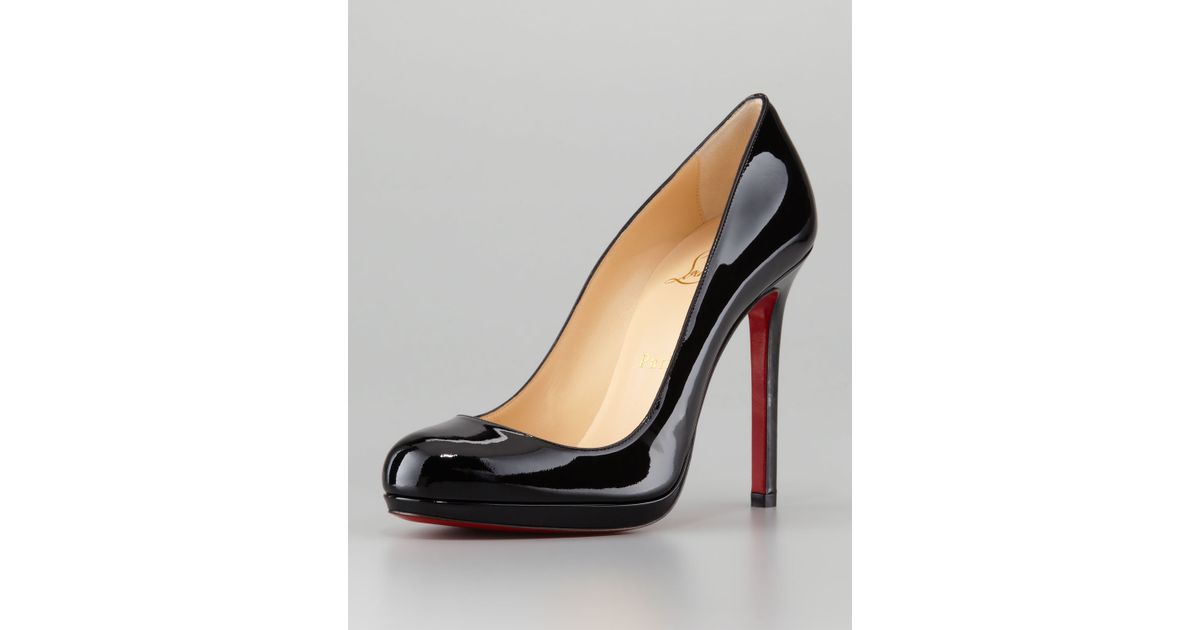 Christian louboutin Neofilo Patent Roundtoe Red Sole Pump in Black ...  