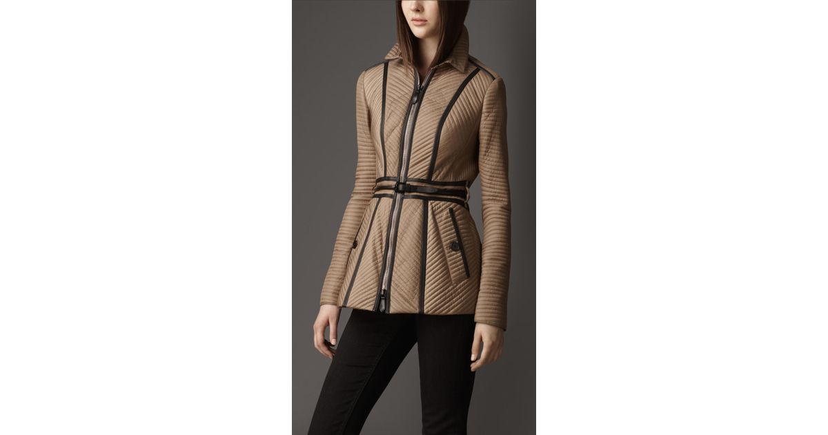 Burberry Ribbed Quilt Jacket in Brown Lyst
