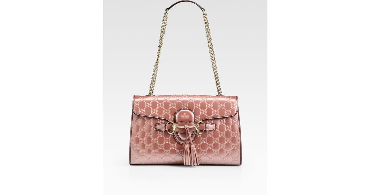 Gucci Emily Light Pink Shiny Microguccissima Shoulder Bag In Pink Lyst 0050