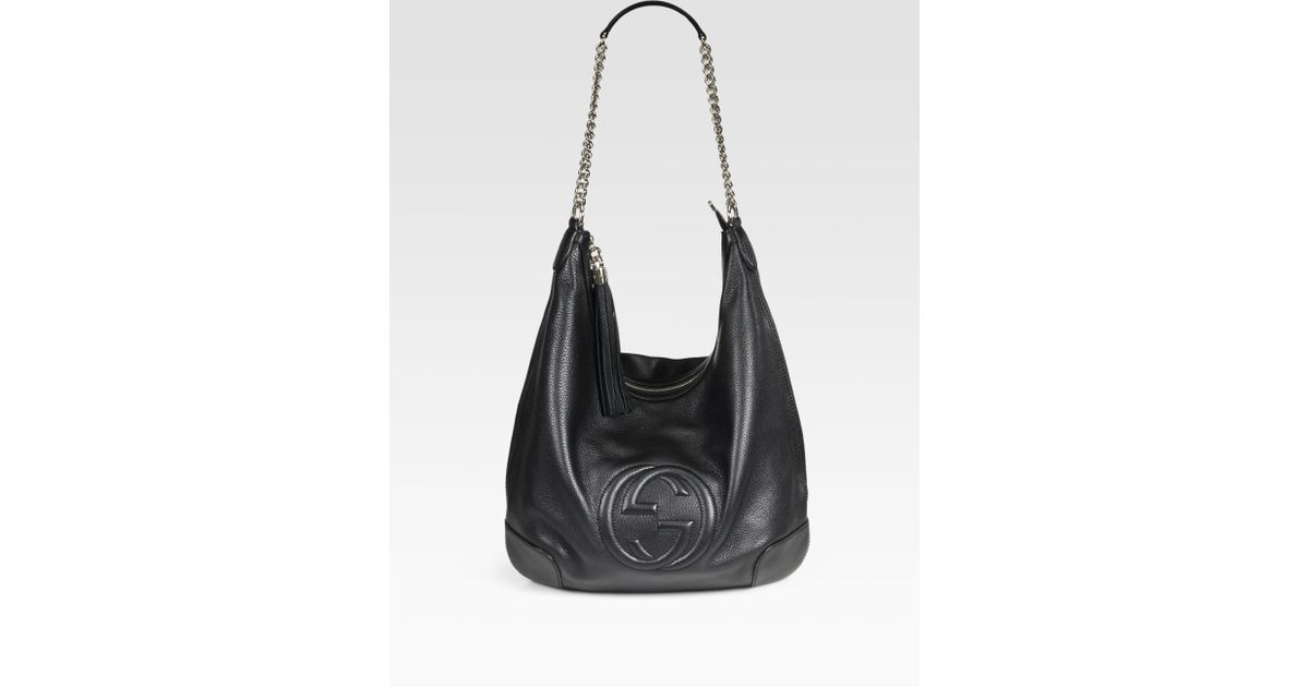 Lyst Gucci Soho Leather Chain Hobo Bag In Black