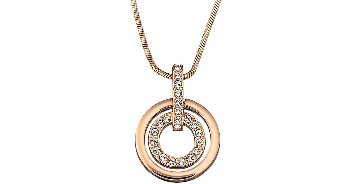 Swarovski rose gold circle necklace clearance