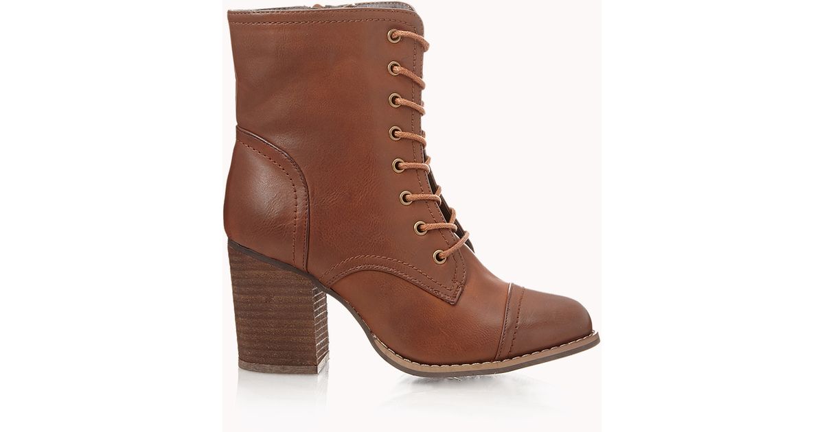 report block heel combat boot
