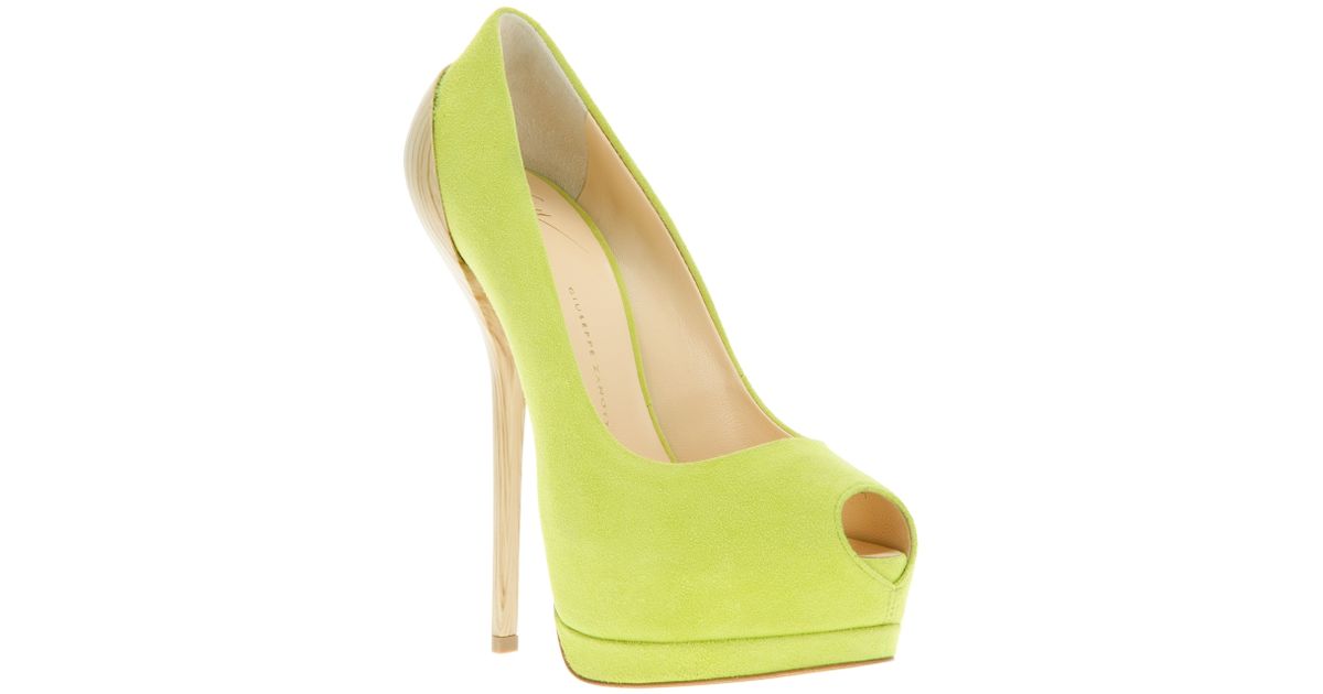 Giuseppe zanotti Peep Toe Pump in Green Lyst