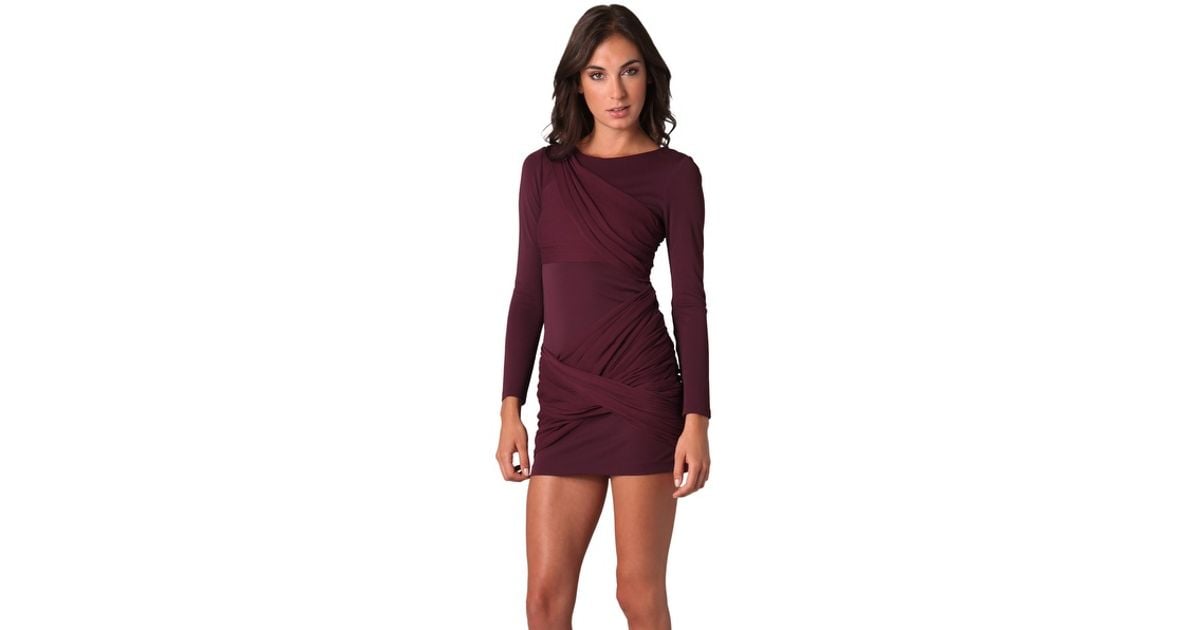 Lyst Alice Olivia Long Sleeve Dess Dress In Purple
