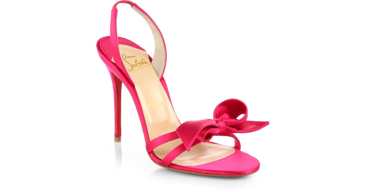 Lyst - Christian Louboutin Grusanda Satin Bow Sandals in Pink