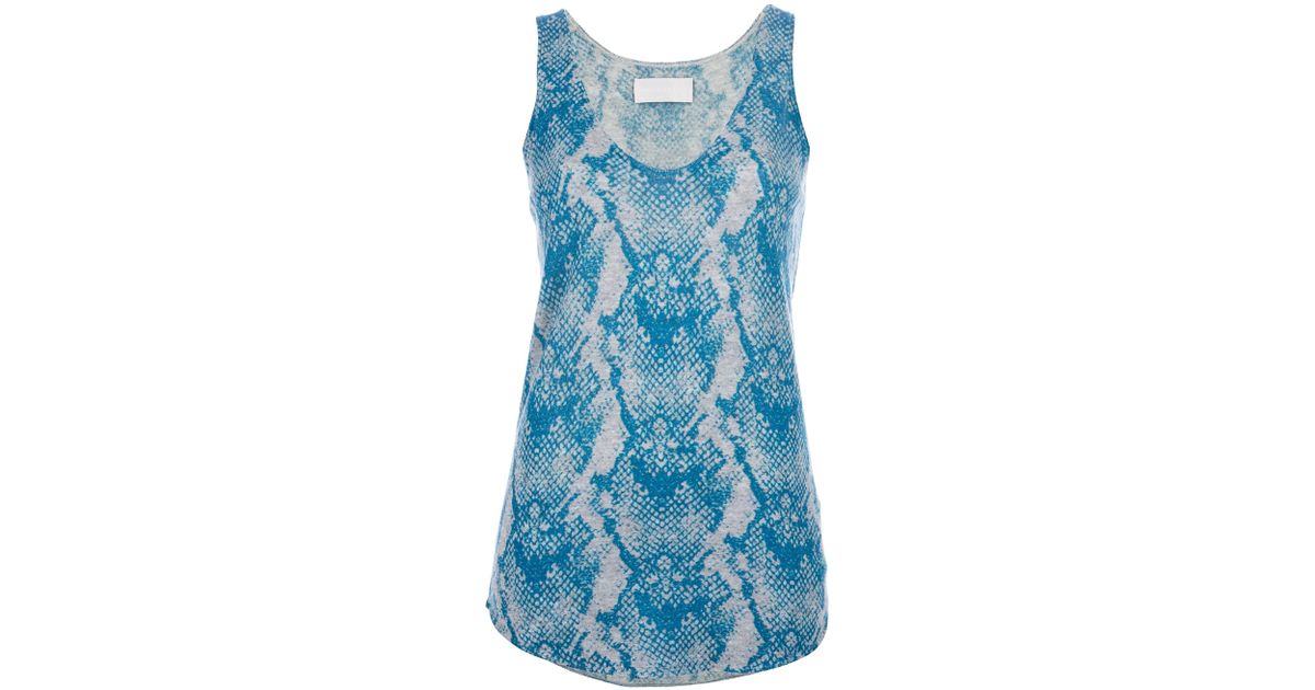 Lyst - Zadig & Voltaire Joss Printed Cashmere Tank in Blue