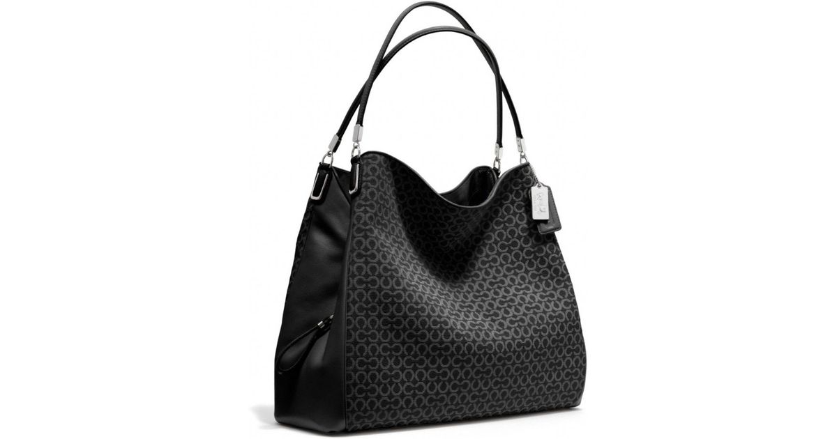 Lyst Coach Madison Phoebe Shoulder Bag In Needlepoint Op Art Lyst Coach Madison Phoebe Shoulder Bag In Needlepoint Op Art Fabric Black