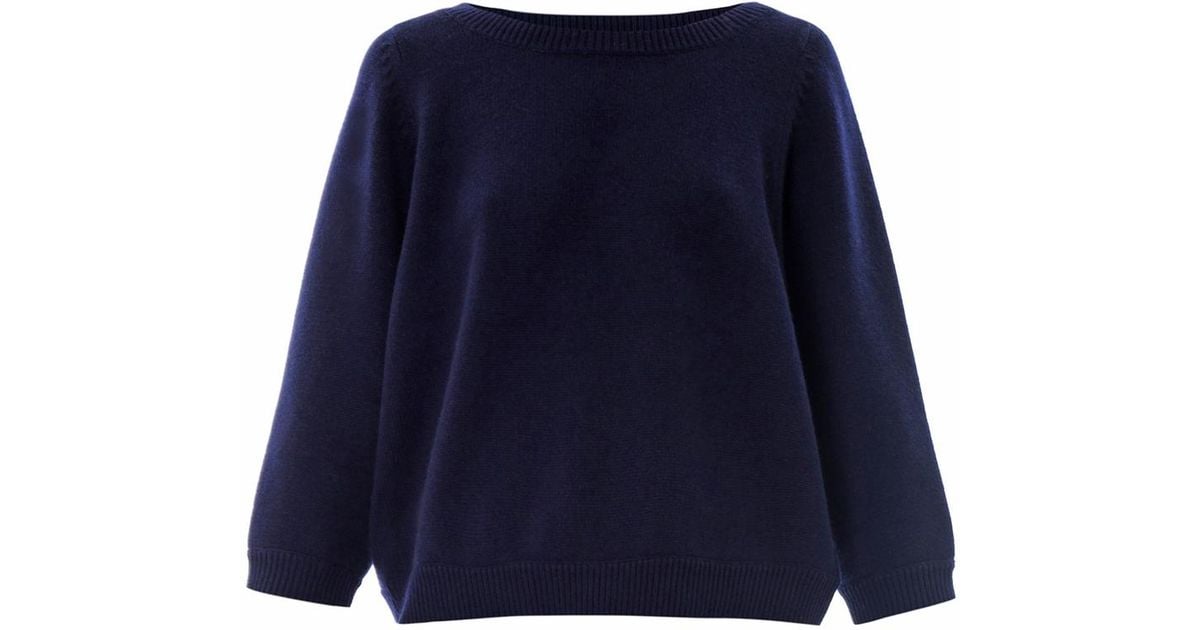 Derek Lam Blue Cashmere Cropped Boatneck Sweater Lyst