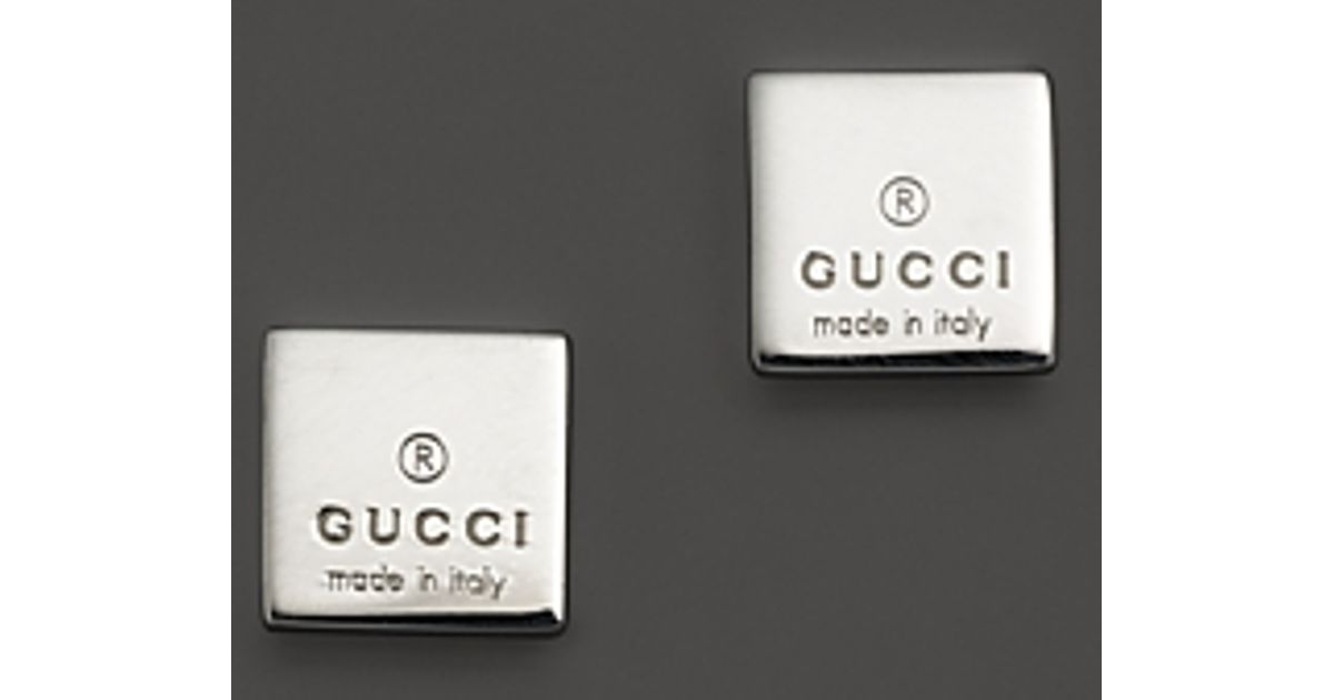 Lyst Gucci Sterling Silver Square Stud Earrings In Metallic