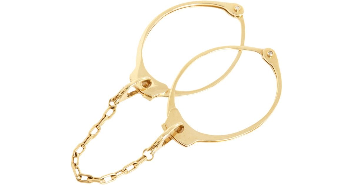 Jack Vartanian Diamond Gold Handcuff Bracelets In Metallic Lyst