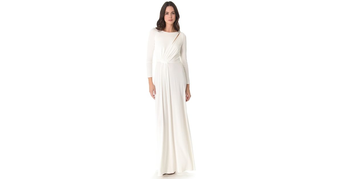 Lyst Issa Cutout Long Sleeve Gown In White