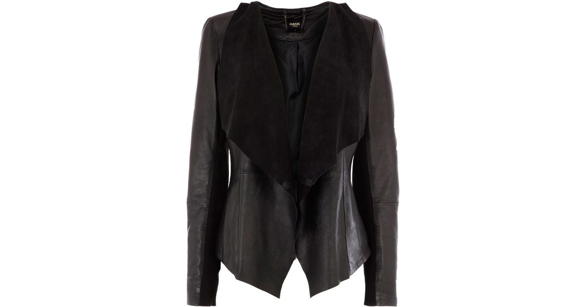 Oasis Waterfall Leather Jacket in Black | Lyst