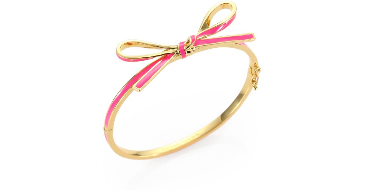Lyst Kate Spade New York Skinny Mini Enamel Bow Bangle Bracelet In Lyst Kate Spade New York Skinny Mini Enamel Bow Bangle Bracelet In Pink