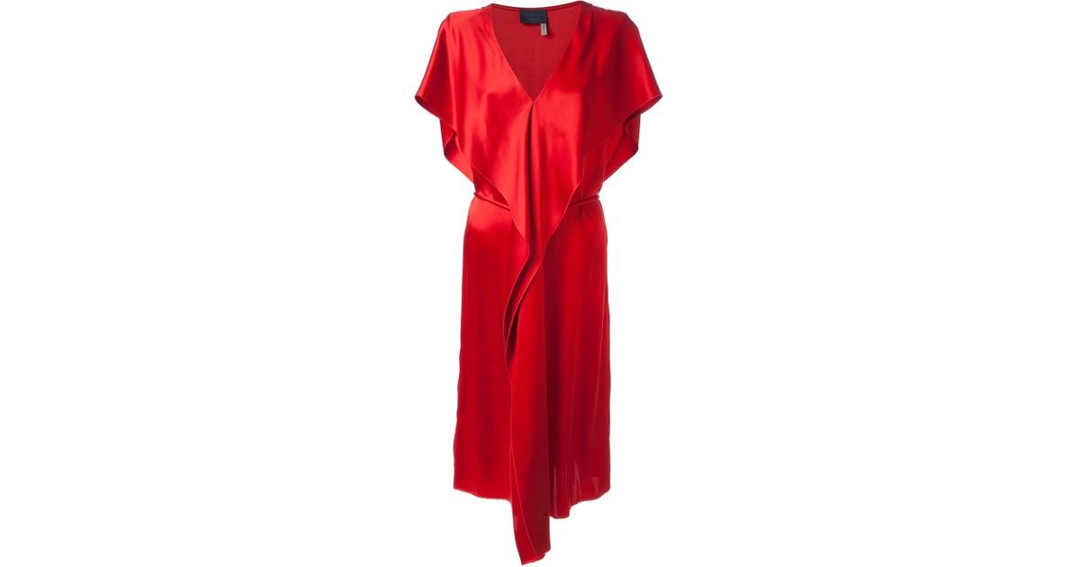Lyst - Lanvin Ruffled Front Dress in Red