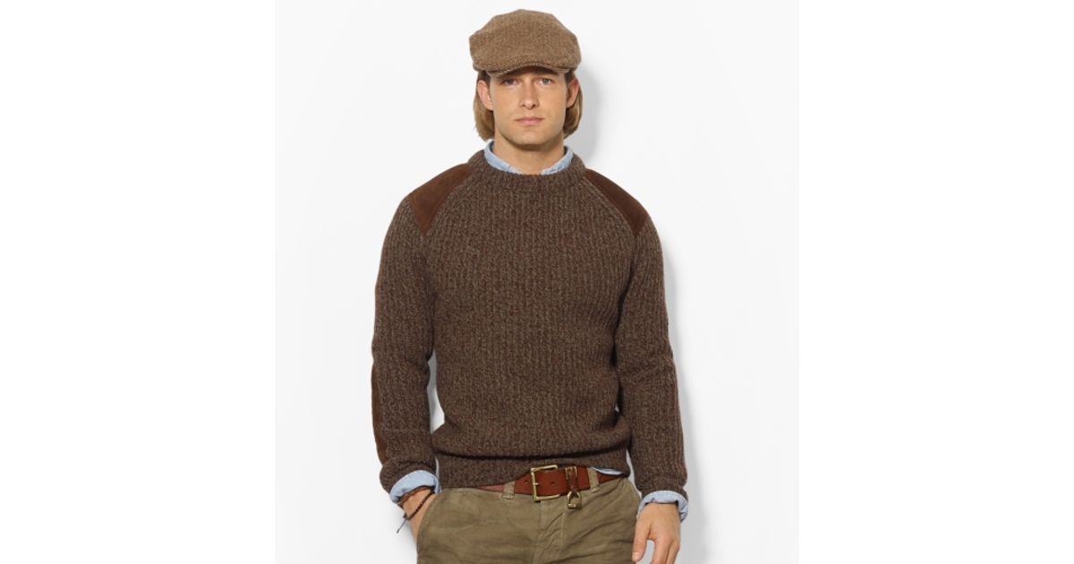 Lyst - Polo Ralph Lauren Ragg Wool Patch Sweater in Brown for Men