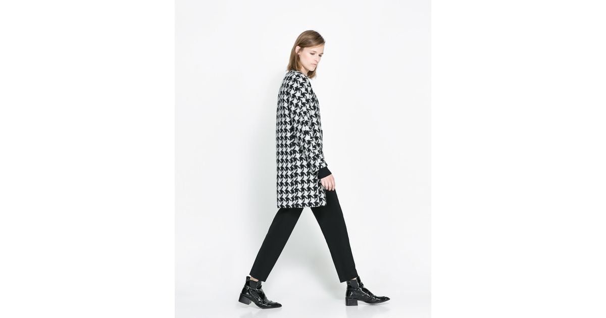 Zara Houndstooth Coat in Black Lyst