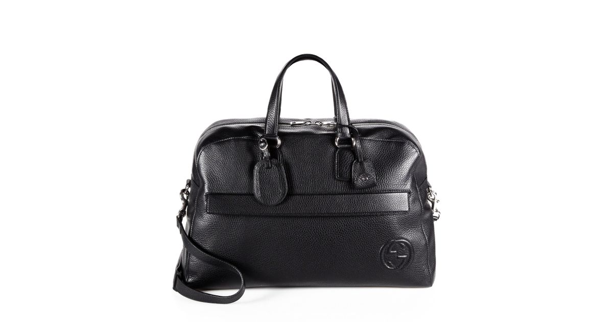 gucci black leather duffle bag