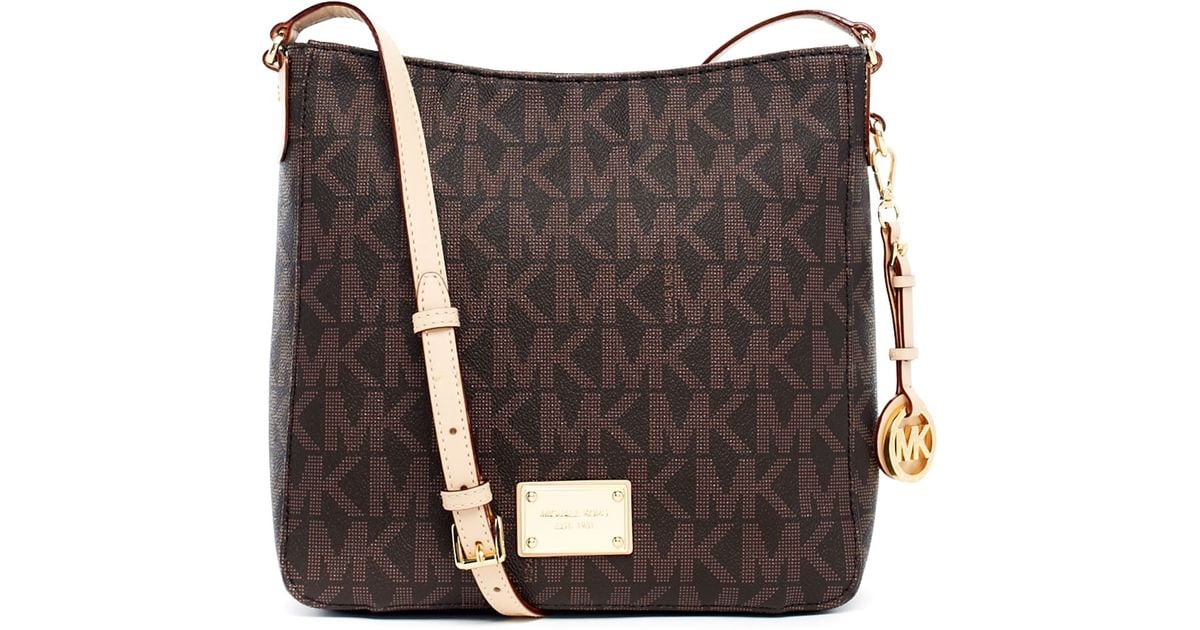 Lyst Michael Kors Jet Set Large Travel Logo Messenger Bag In Brown