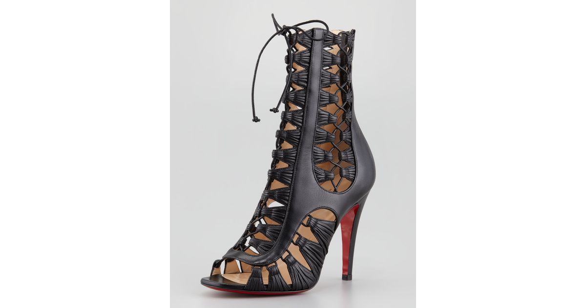 studded louboutins - Christian louboutin Azimut Caged Leather Bootie Black in Black | Lyst