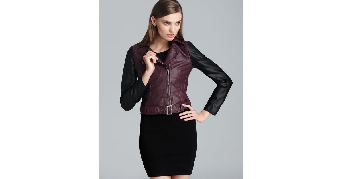 French Connection Jacket Athena Color Block Faux Leather In Black Lyst