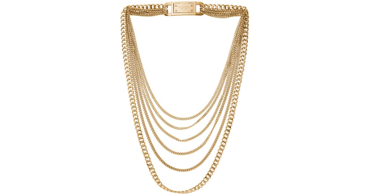 Lyst - Michael kors Multi Strand Chain Link Necklace Golden in Metallic