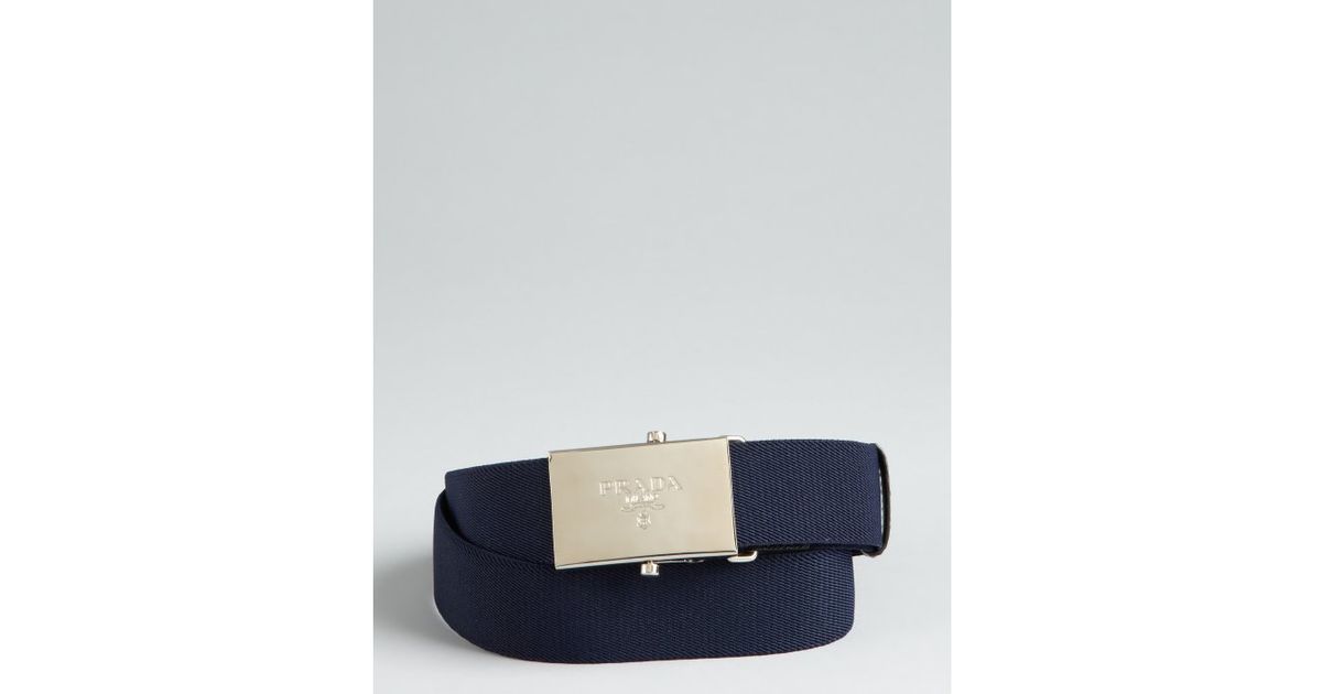 Prada Navy Canvas Sliding Buckle Belt in Blue for Men (navy) | Lyst  