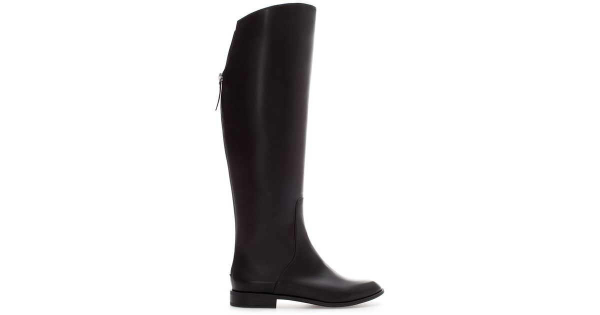 Zara Knee-Length Boots in Black | Lyst
