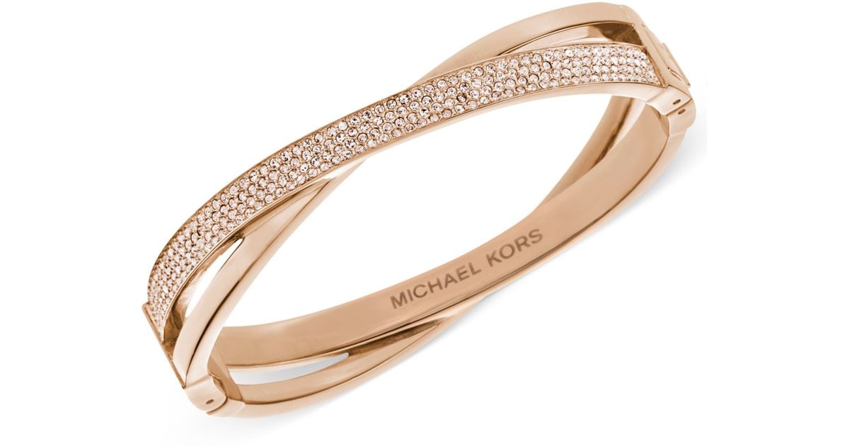 Lyst Michael Kors Rose Gold Tone Quartz Pave Criss Cross Bracelet Lyst Michael Kors Rose Gold Tone Quartz Pave Criss Cross Bracelet In Metallic