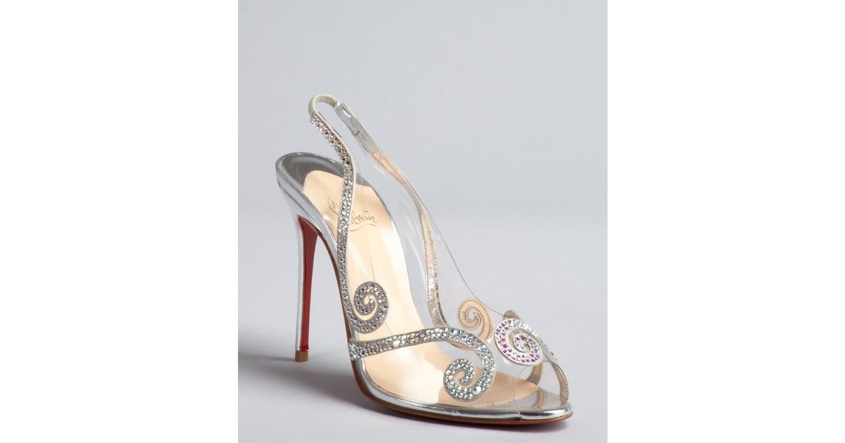 christian louboutin mens - Christian louboutin Silver and Clear Pvc Swirl Detailed Slingback ...