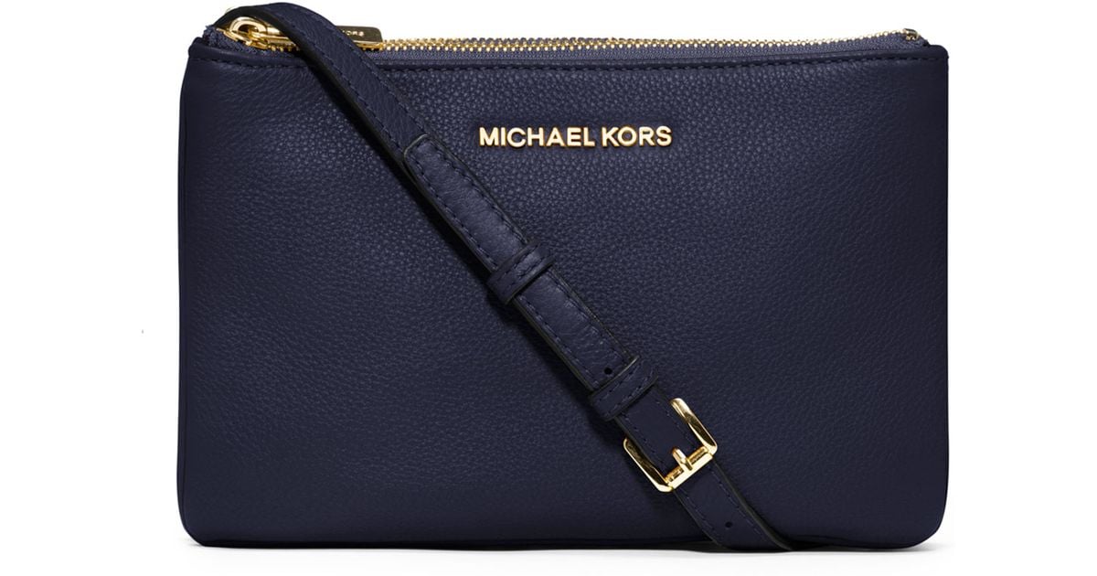 Lyst Michael Kors Bedford Gusset Crossbody Bag In Blue