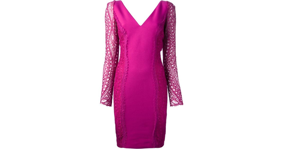 Lyst - Emilio pucci Lace Sleeve Dress in Pink