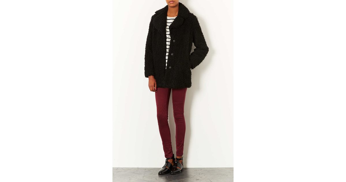 Teddy Fur Pea Coat Black Tradingbasis Gallery
