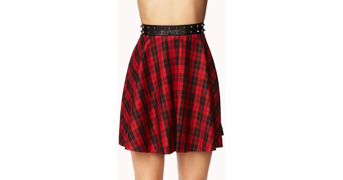 Lyst Forever 21 Rebel Plaid Skater Skirt In Red