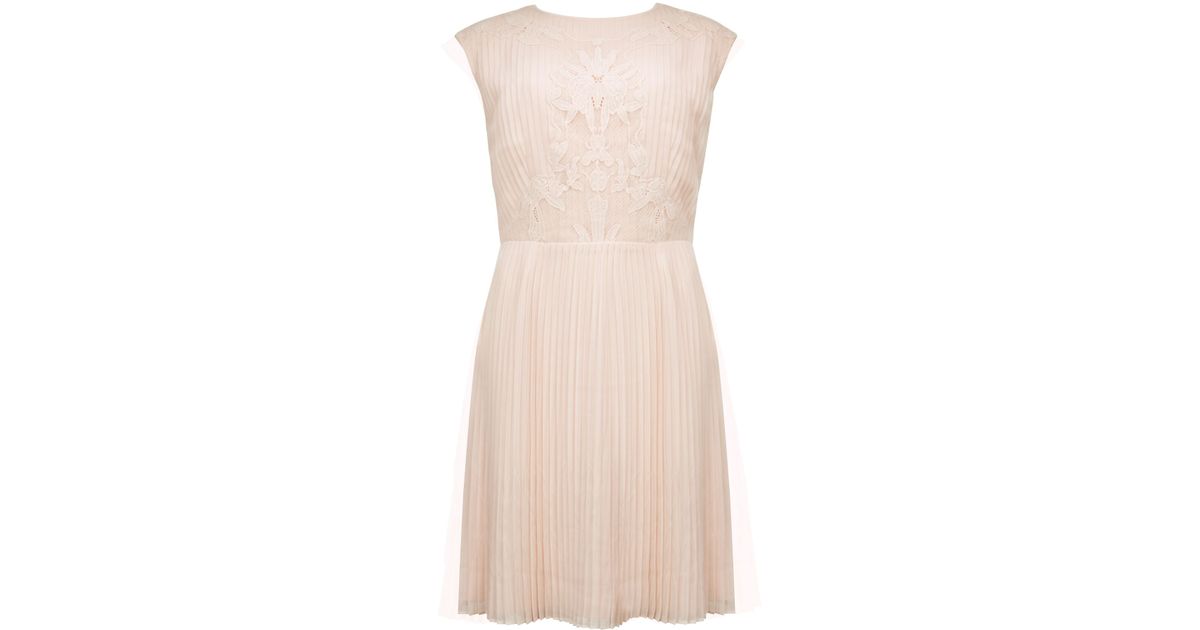 Ted baker Saskiah Lace Pleated Dress in Pink | Lyst