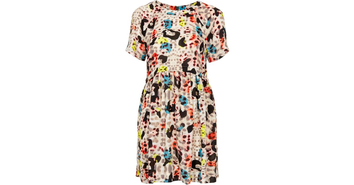 Topshop Fun Leopard Print Tunic Dress | Lyst