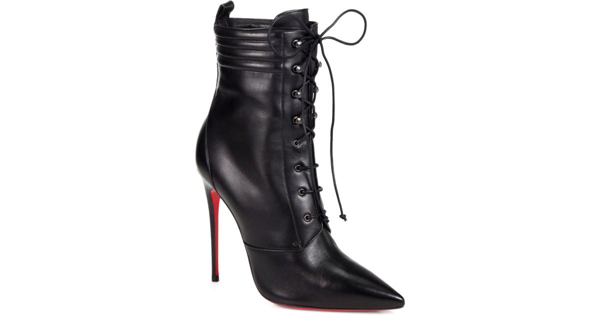 christian louboutin knockoff - Christian louboutin Mado Leather Lace up Ankle Boots in Black | Lyst