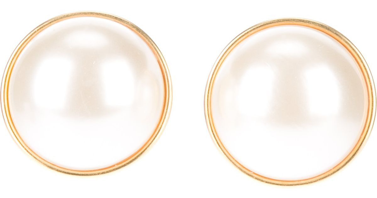 Lyst Kenneth Jay Lane Large Faux Pearl Earrings In White