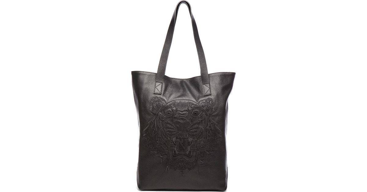 Kenzo Leather Tiger Tote in Black | Lyst