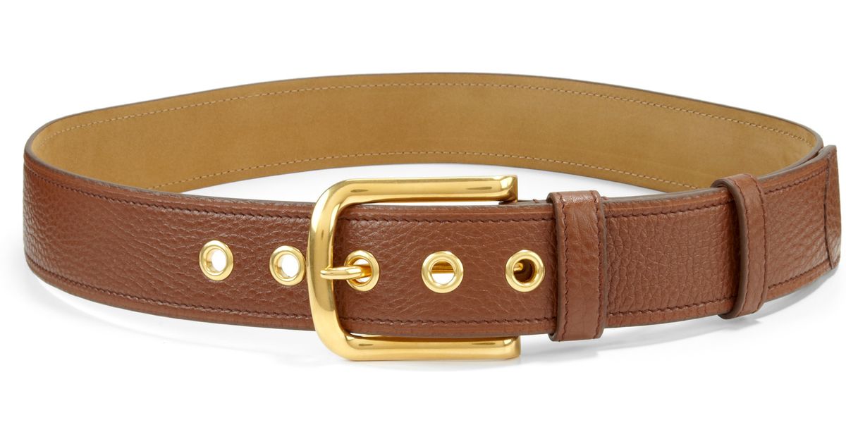 Prada Classic Daino Leather Belt in Brown | Lyst  