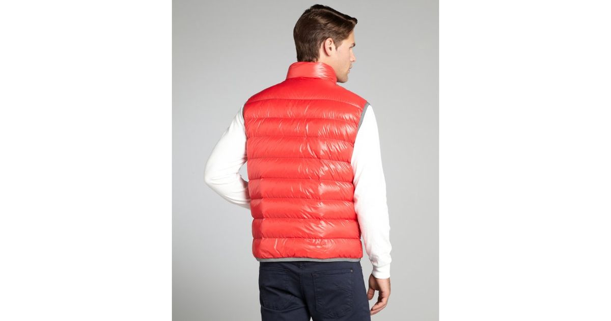 Prada Sport Red Quilted Nylon Zipper Front Vest in Orange ...