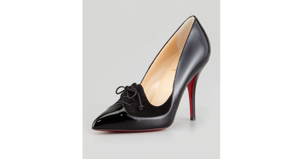 Christian louboutin Queue De Pie Patentsuede Red Sole Pump Black ...