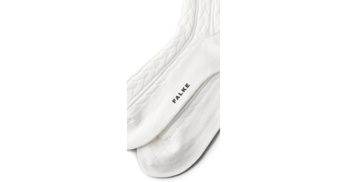 Falke Striggings Cable Knit Knee High Socks Grey In White Lyst